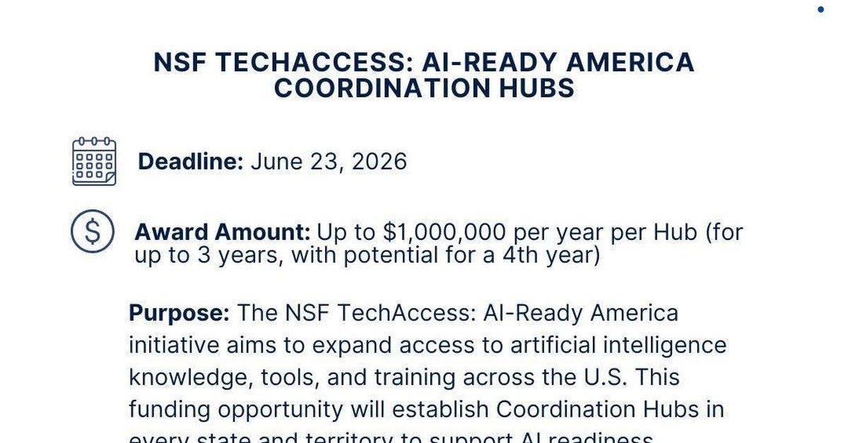 NSF TechAccess: AI Hubs 2026