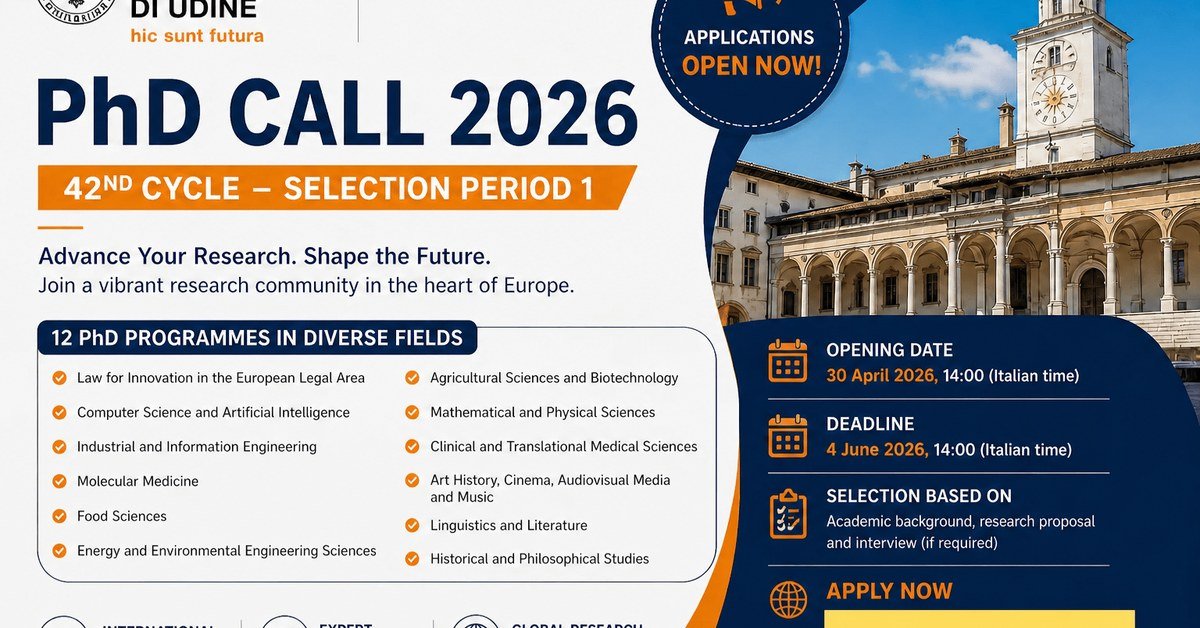 PhD Call 2026 at Udine